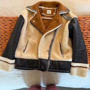 Shearling Jacket - Black and Cream